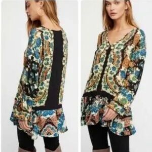 NWOT! Free People Multicolor Patchwork V-Neck Tunic